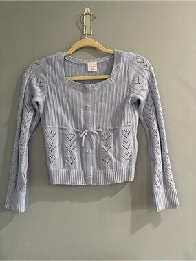 abercrombie kids Light Blue Eyelet Knit Button-Front Cardigan